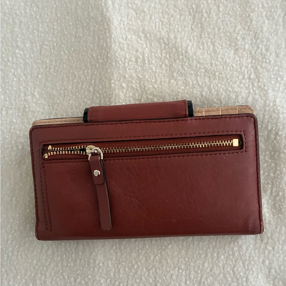 Kate Spade, Brown and Tan Leather with gold hardware Wallet.